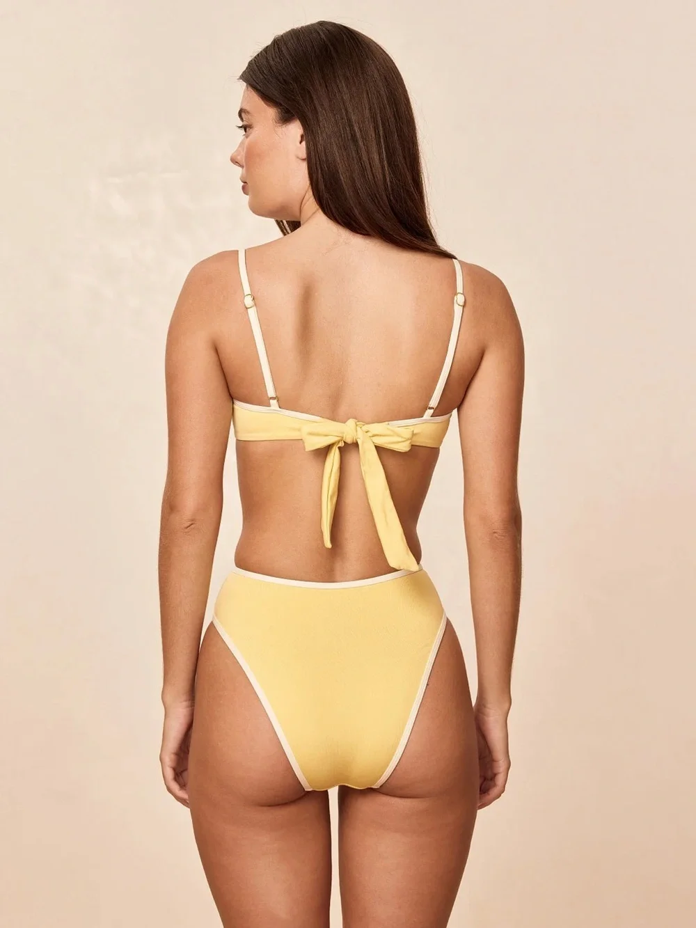 MONDAY SWIMWEAR YELLOW RAVELLO AND CAPRI BLOCK TOP SIZE SMALL